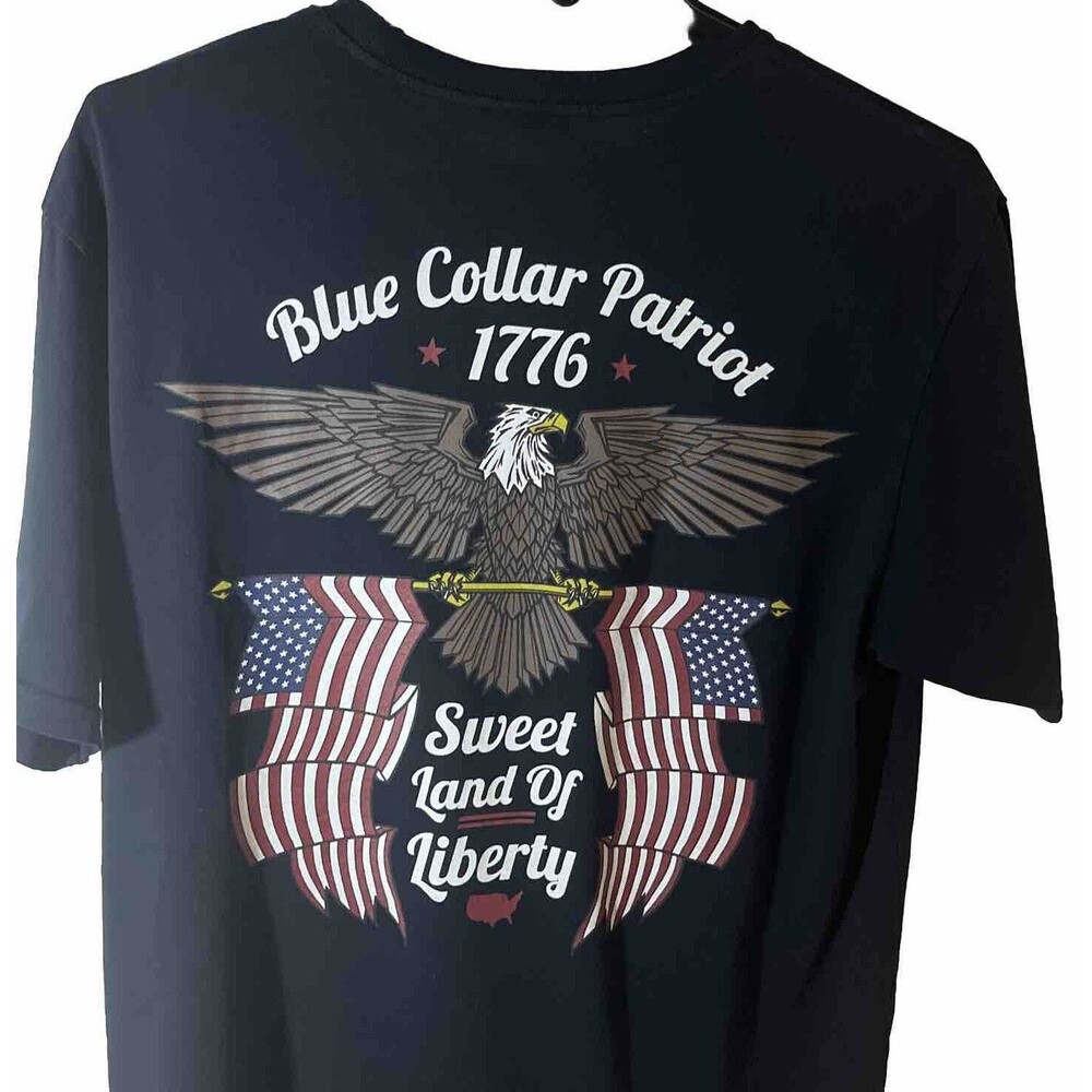 Howitzer Blue Collar Patriotic 1776 Sweet Land Military Mans Shirt Size XL